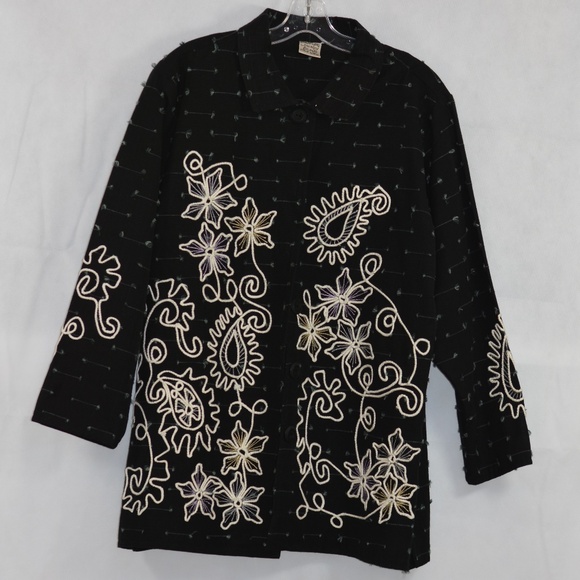 Parsley & Sage Black Embellished Jacket SZ XL - Picture 2 of 6